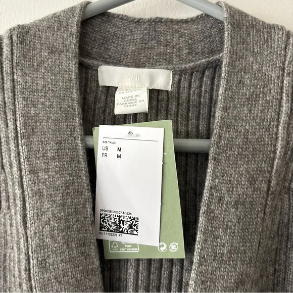 Cozy Gray Ribbed Knit Cardigan - Picture 2 of 5